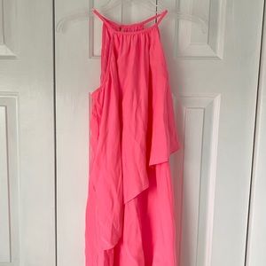 Alice & Trixie Silk Tiered Ruffle Hot Pink Dress